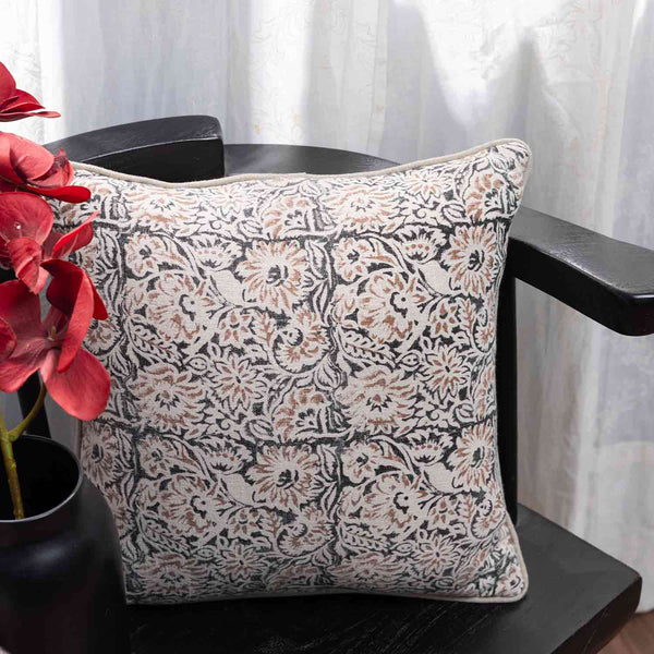 Retro Cotton Linen Block Printed Cushion Cover