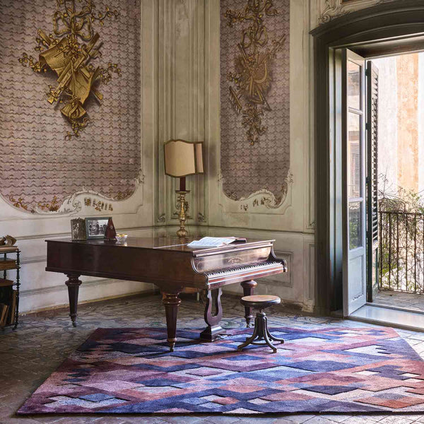 Pitagora Rouge Indigo Hand Tufted Woollen Rug By Mariella Ienna