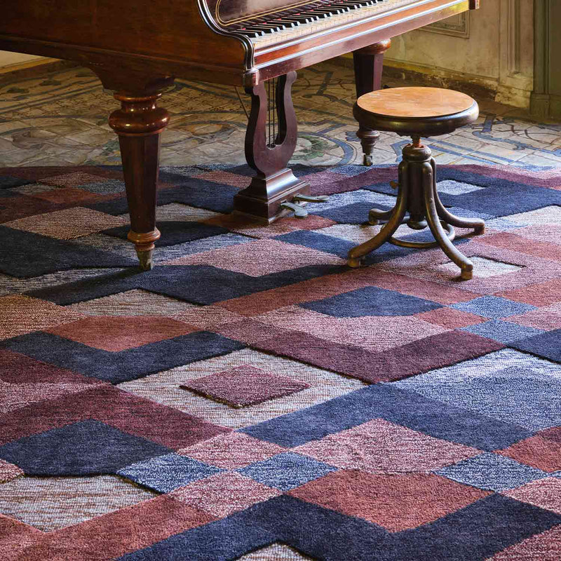 Pitagora Rouge Indigo Hand Tufted Woollen Rug By Mariella Ienna