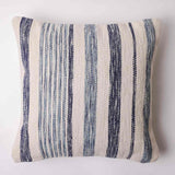 Cosmos Blue Striped Digital Printed Cotton Cushion Cover