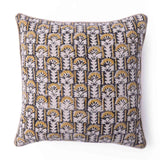 Bouqet Block Printed Cotton Cushion Cover with Dori Piping