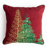 X-Mas Tree Digital Printed & Embroidered Cotton Linen Cushion Cover