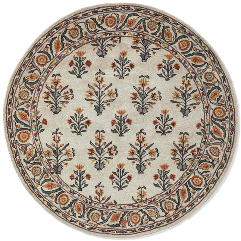 Suzani Hand Tufted Woollen Round Rug