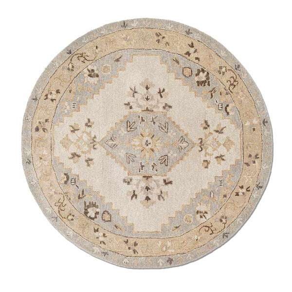 Oushak Hand Tufted Woollen and Sustainable Polyester Round Rug