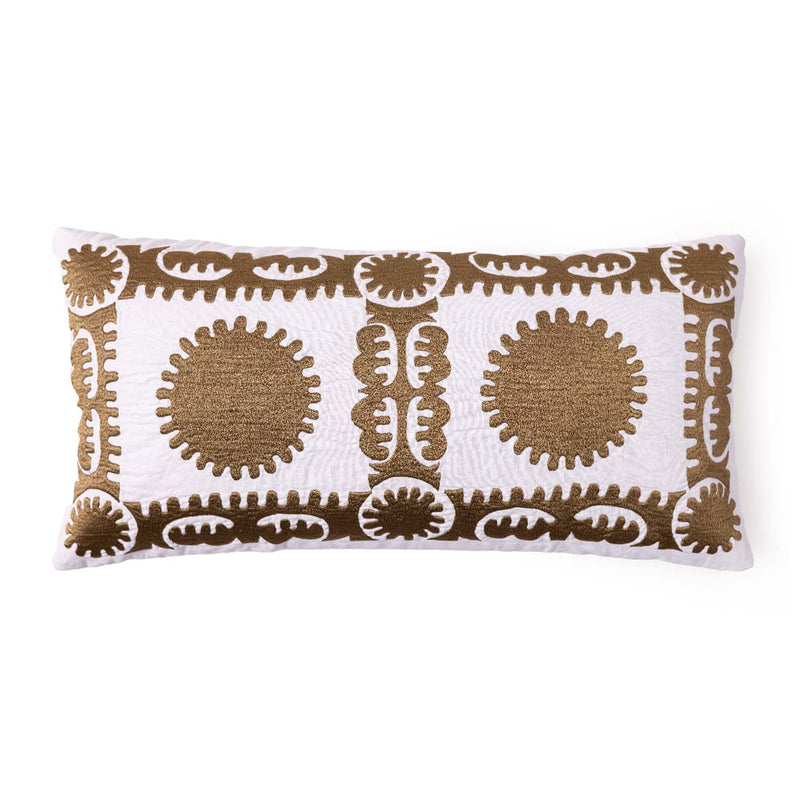 Raha Embroidered Gold Lumbar Cushion Cover