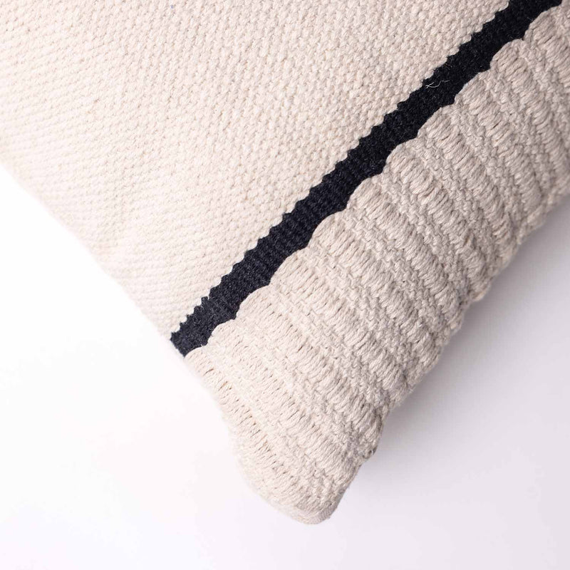 Striplaid Monochrome Hand Woven Cotton Cushion Cover