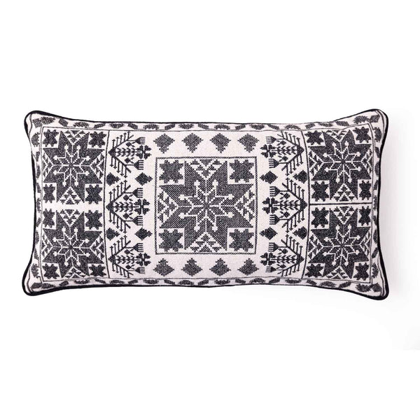 Sara Embroidered Dori Piping Lumbar Cushion Cover