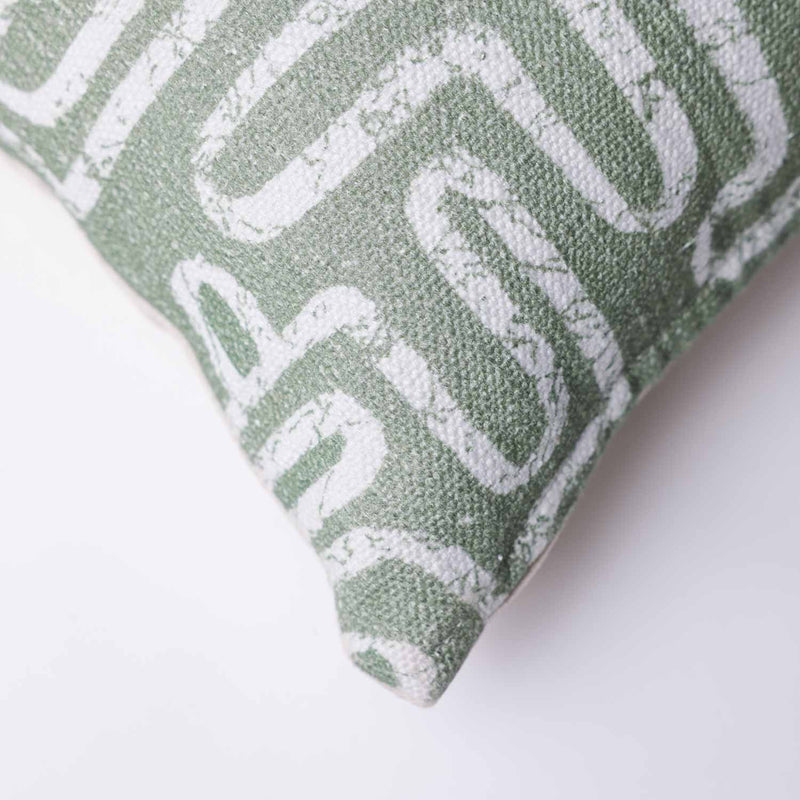 A-Maze Green Digital Printed Cotton Cushion Cover