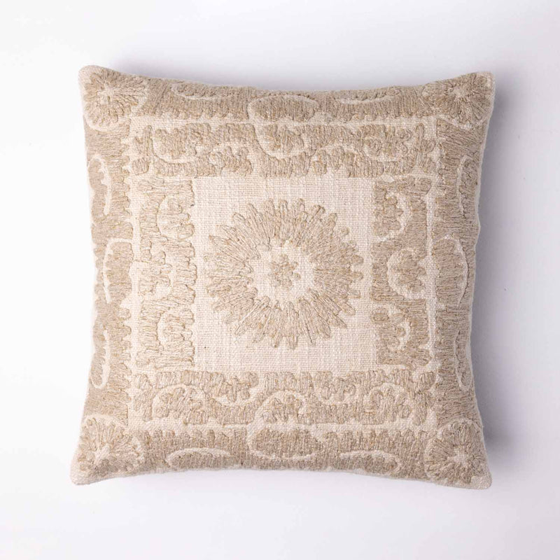 Fritz Chikankari embroidered cotton cushion cover