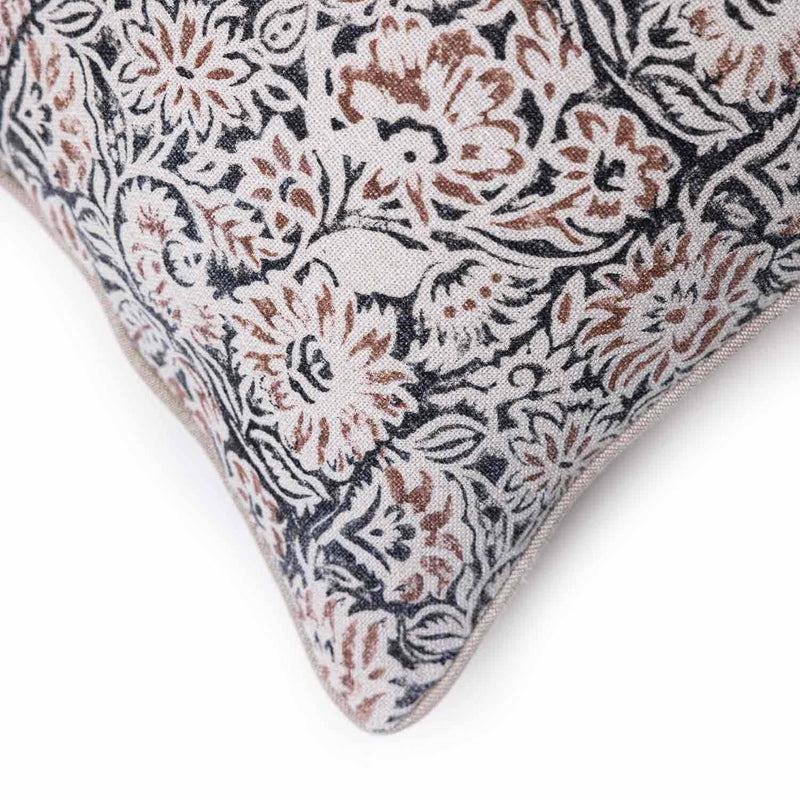 Retro Cotton Linen Block Printed Cushion Cover