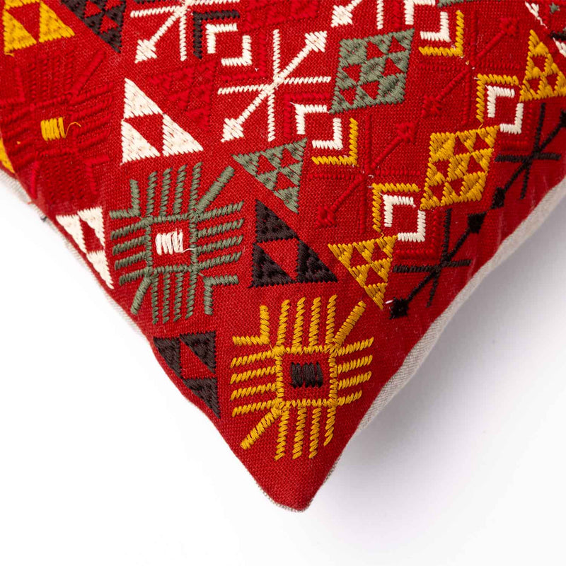 Rosso embroidered multicolor cotton cushion cover