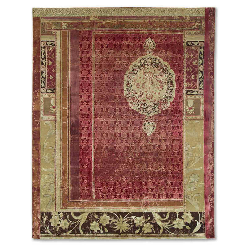 Brocaade Garden Hand Knotted Woollen, Viscose And Silk Rug