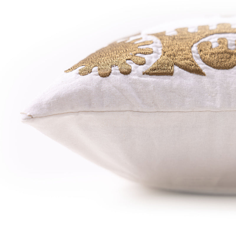 Raha Embroidered Gold Lumbar Cushion Cover