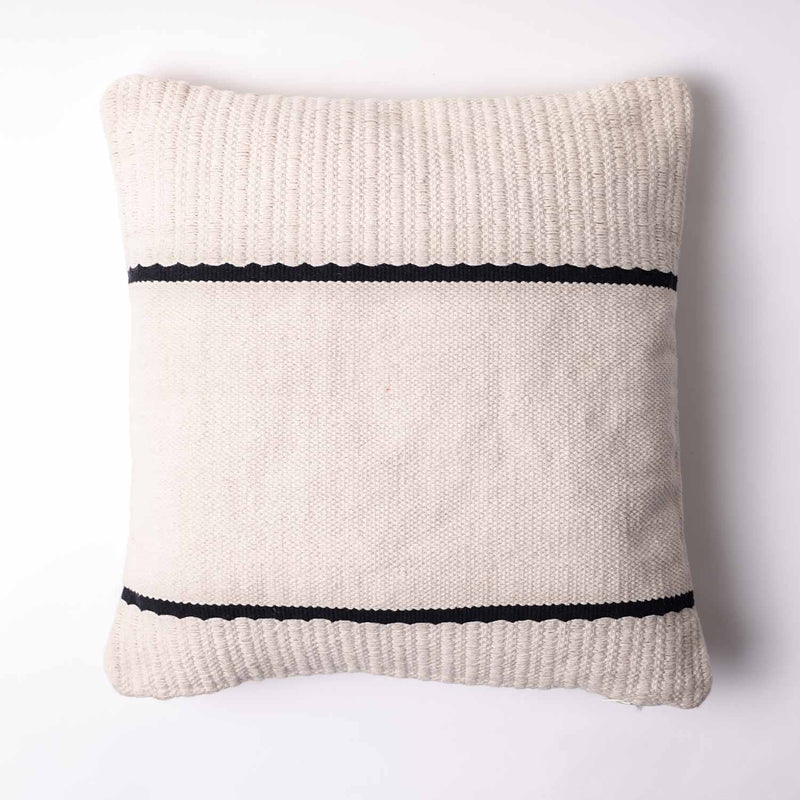 Striplaid Monochrome Hand Woven Cotton Cushion Cover