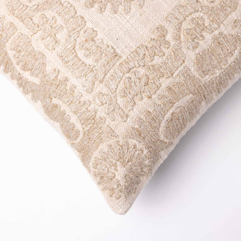 Fritz Chikankari embroidered cotton cushion cover