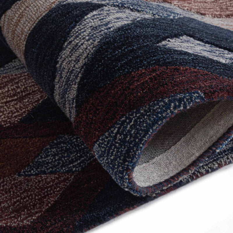 Pitagora Rouge Indigo Hand Tufted Woollen Rug By Mariella Ienna