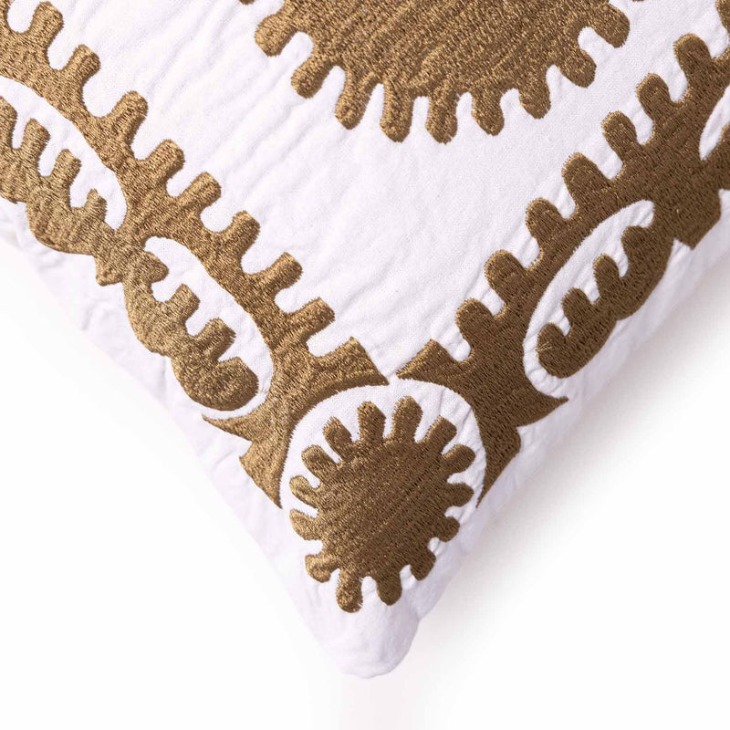 Raha Embroidered Gold Lumbar Cushion Cover