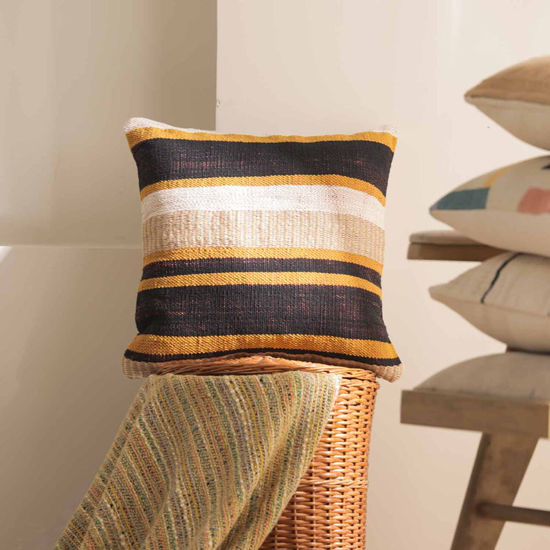 Honeybun Hand Woven Striped Cotton Cushion Cover