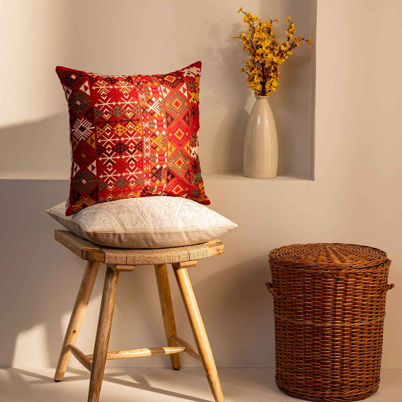 Rosso embroidered multicolor cotton cushion cover