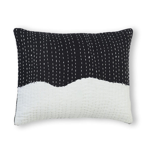 Monochrome Kantha Rag Stitch Cushion Cover By Abharam and Thakore