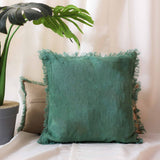 Kent Solid Teal Linen Cushion Cover with Chambray Cushion Cover